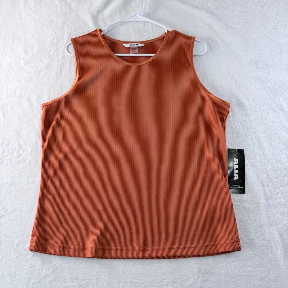 Alia‎ Tank Top Ribbed Spice Orange Sleeveless Shell 1X